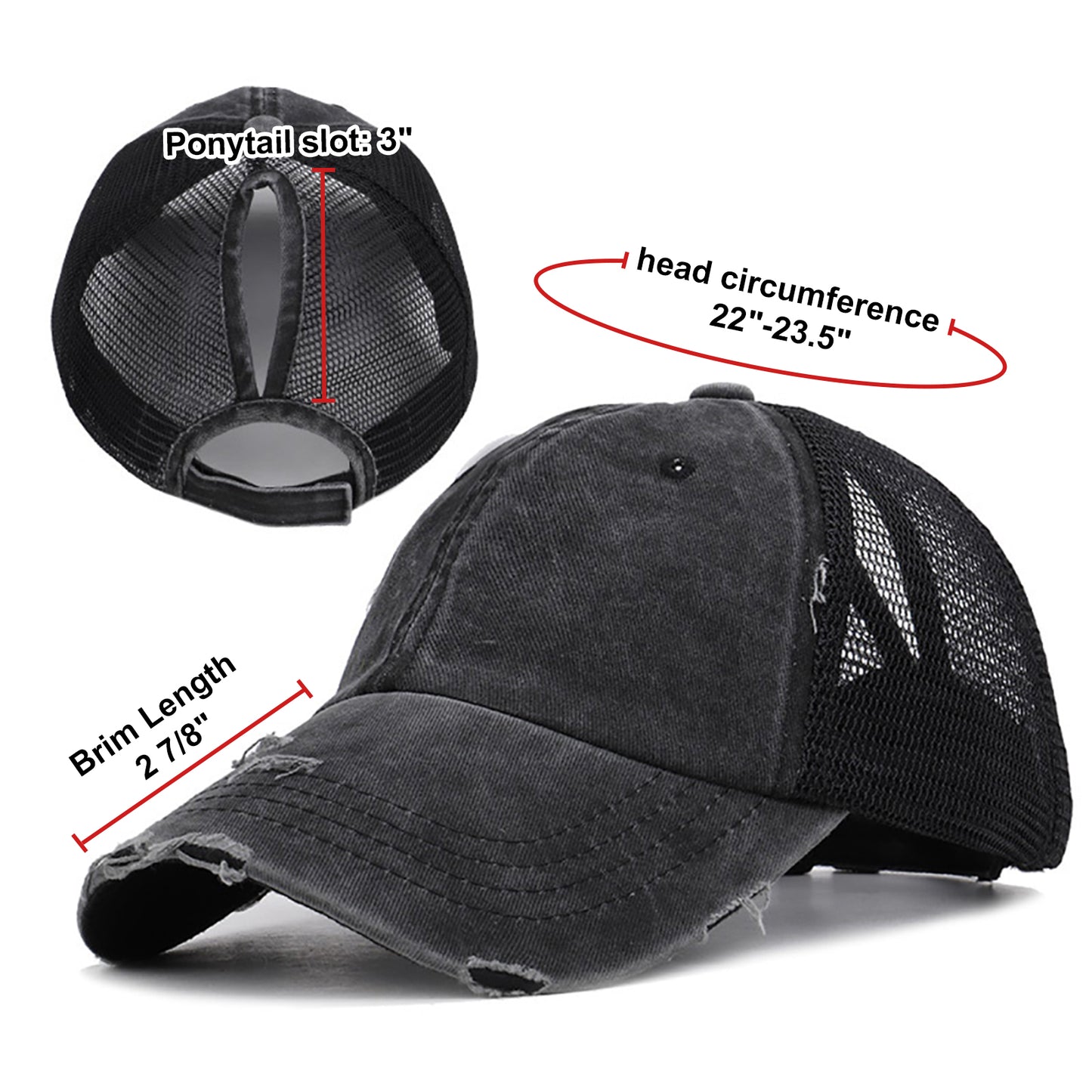 Distressed Vintage Ponytail Cap